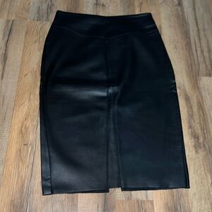 Leather skirt with slit